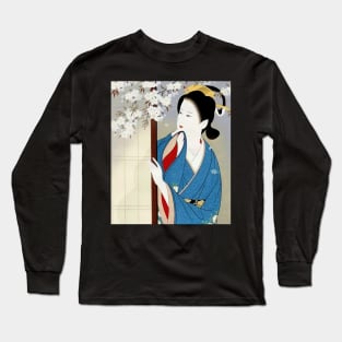 Spring Blossom Geisha Ukiyo-e  Japanese Long Sleeve T-Shirt